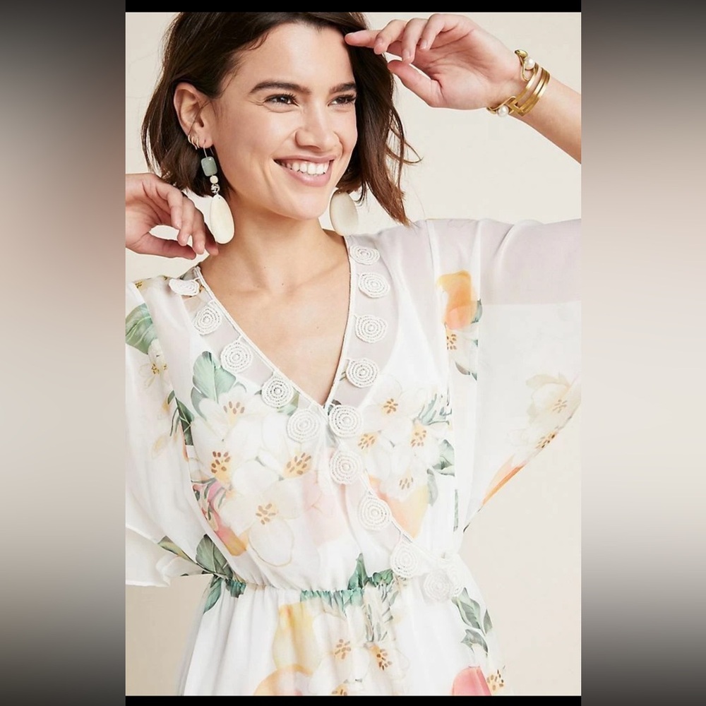Farm Rio Eloisa Floral Sheer Dress size small slip NOT included - Picture 3 of 14